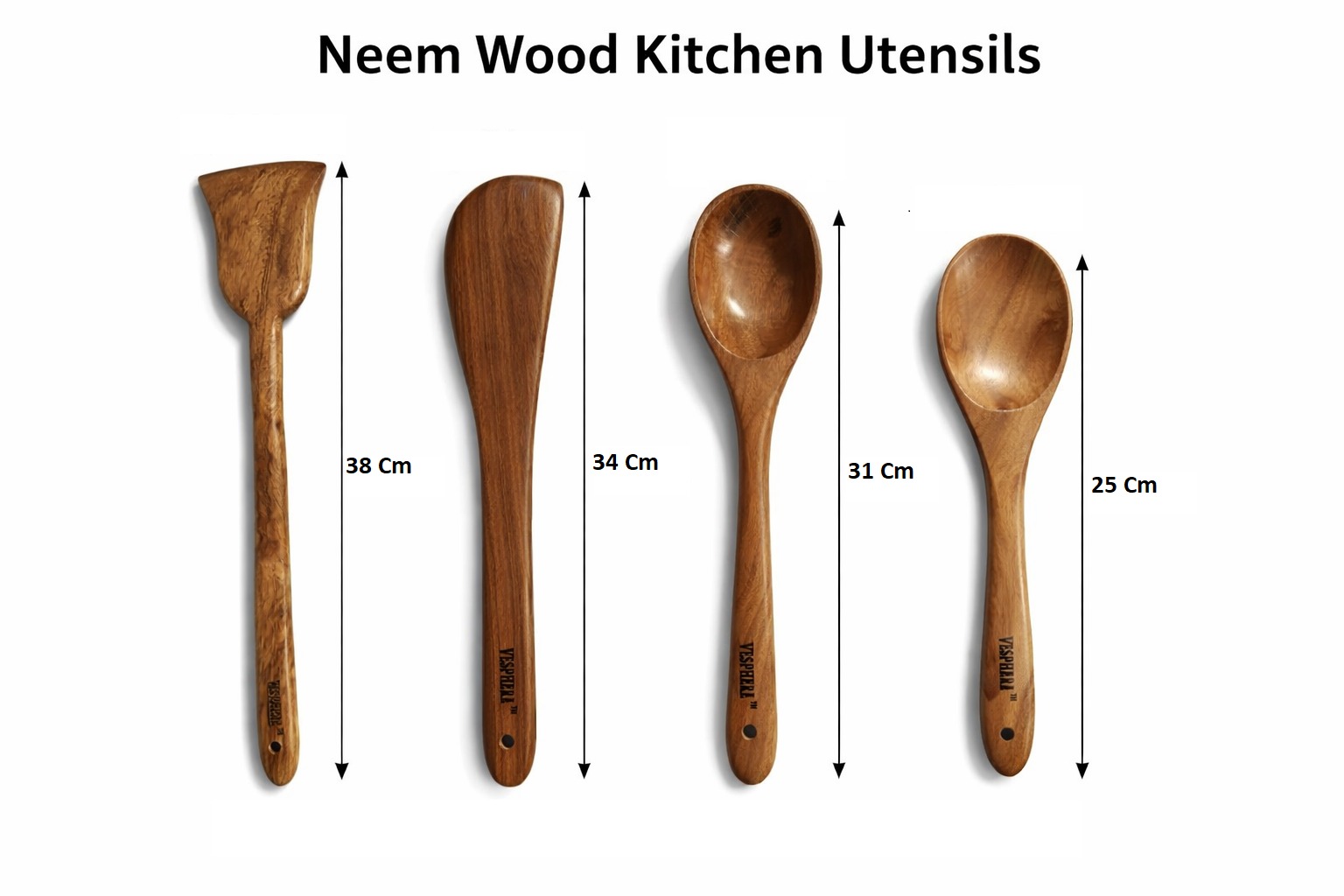 vesphere premium neem wood kitchen utensil set (4 pieces) – natural wooden spatula, turner & cooking spoon set | eco friendly, non toxic, heat resistant & durable cookware tools vesphere premium neem wood kitchen utensil set (4 pieces) – natural wooden spatula, turner & cooking spoon set | eco friendly, non toxic, heat resistant & durable cookware tools