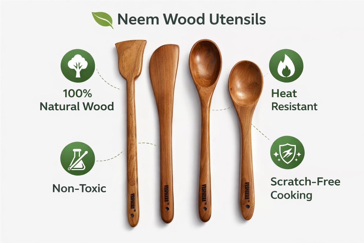 vesphere premium neem wood kitchen utensil set (4 pieces) – natural wooden spatula, turner & cooking spoon set | eco friendly, non toxic, heat resistant & durable cookware tools vesphere premium neem wood kitchen utensil set (4 pieces) – natural wooden spatula, turner & cooking spoon set | eco friendly, non toxic, heat resistant & durable cookware tools