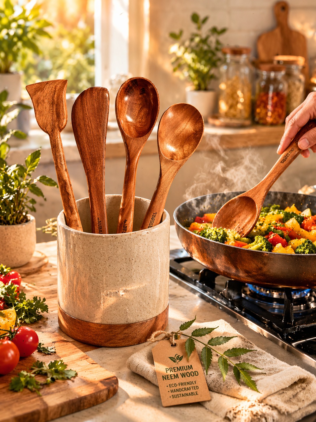 vesphere premium neem wood kitchen utensil set (4 pieces) – natural wooden spatula, turner & cooking spoon set | eco friendly, non toxic, heat resistant & durable cookware tools vesphere premium neem wood kitchen utensil set (4 pieces) – natural wooden spatula, turner & cooking spoon set | eco friendly, non toxic, heat resistant & durable cookware tools