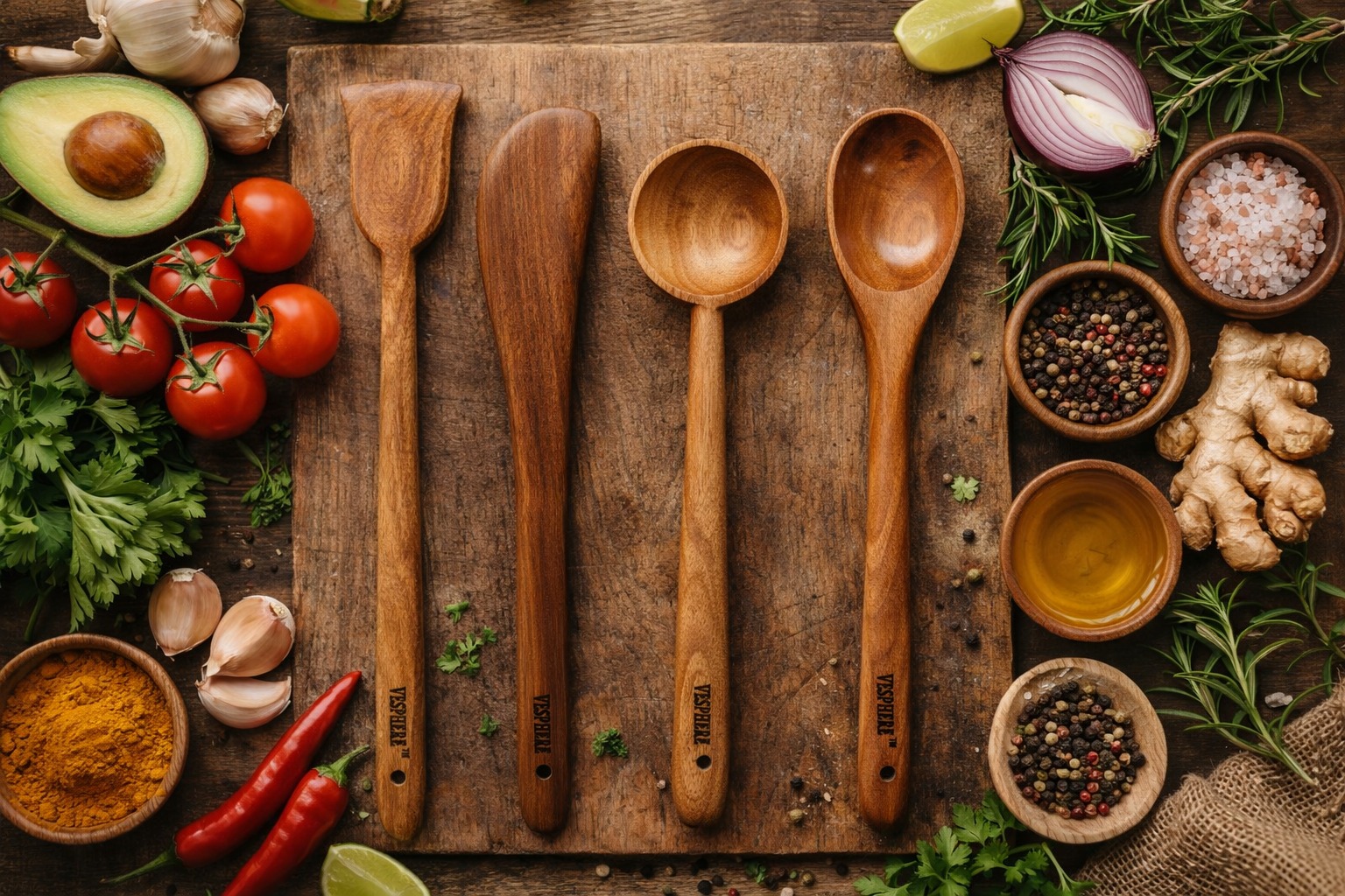 vesphere premium neem wood kitchen utensils set (4 pcs) – handcrafted wooden spatula, turner, ladle & serving spoon | eco friendly, non toxic, durable cooking tools for modern kitchen vesphere premium neem wood kitchen utensils set (4 pcs) – handcrafted wooden spatula, turner, ladle & serving spoon | eco friendly, non toxic, durable cooking tools for modern kitchen
