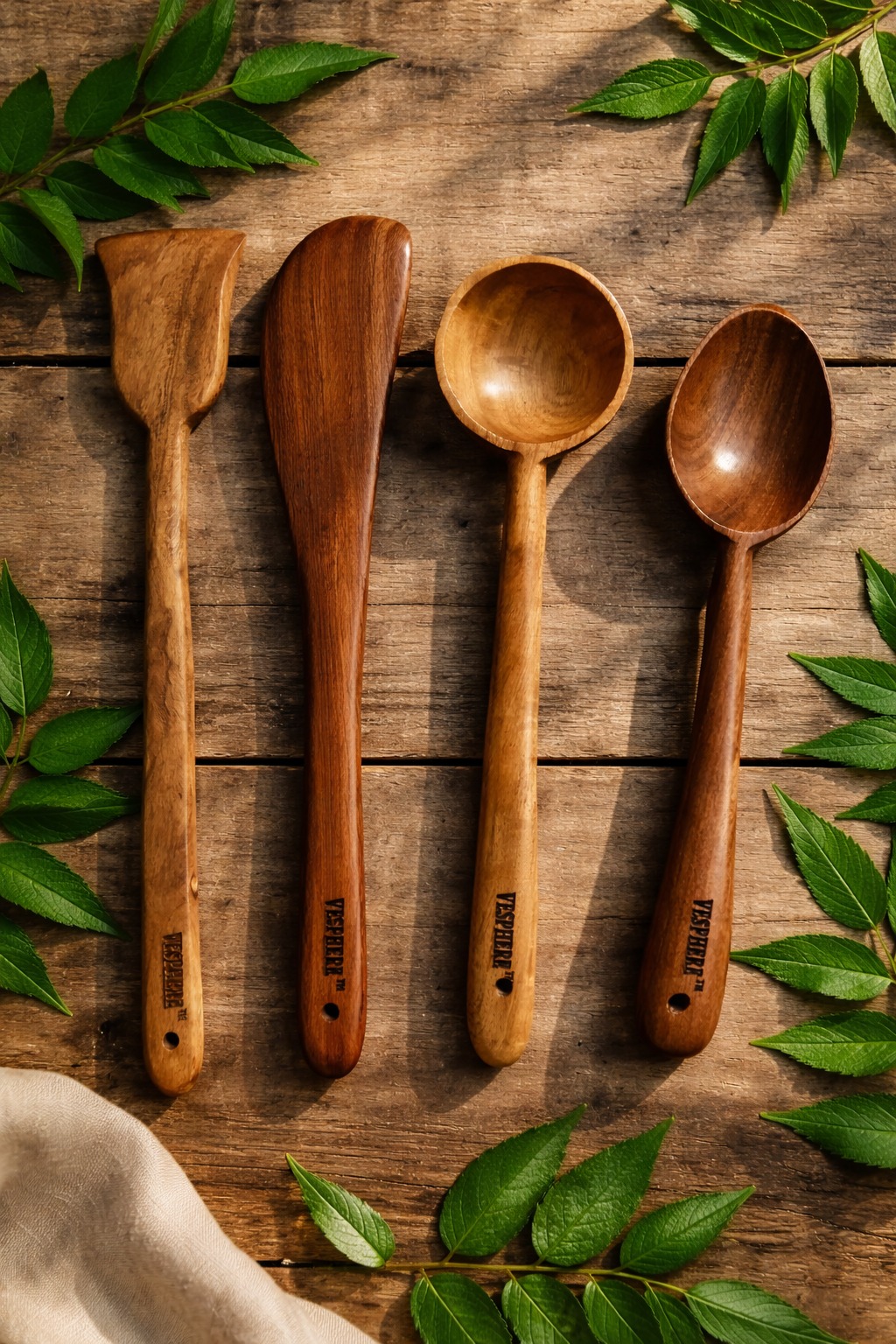 vesphere premium neem wood kitchen utensil set (4 pieces) – handcrafted natural wooden spatula, turner, ladle & cooking spoon | eco friendly, non toxic, heat resistant cookware tools vesphere premium neem wood kitchen utensil set (4 pieces) – handcrafted natural wooden spatula, turner, ladle & cooking spoon | eco friendly, non toxic, heat resistant cookware tools