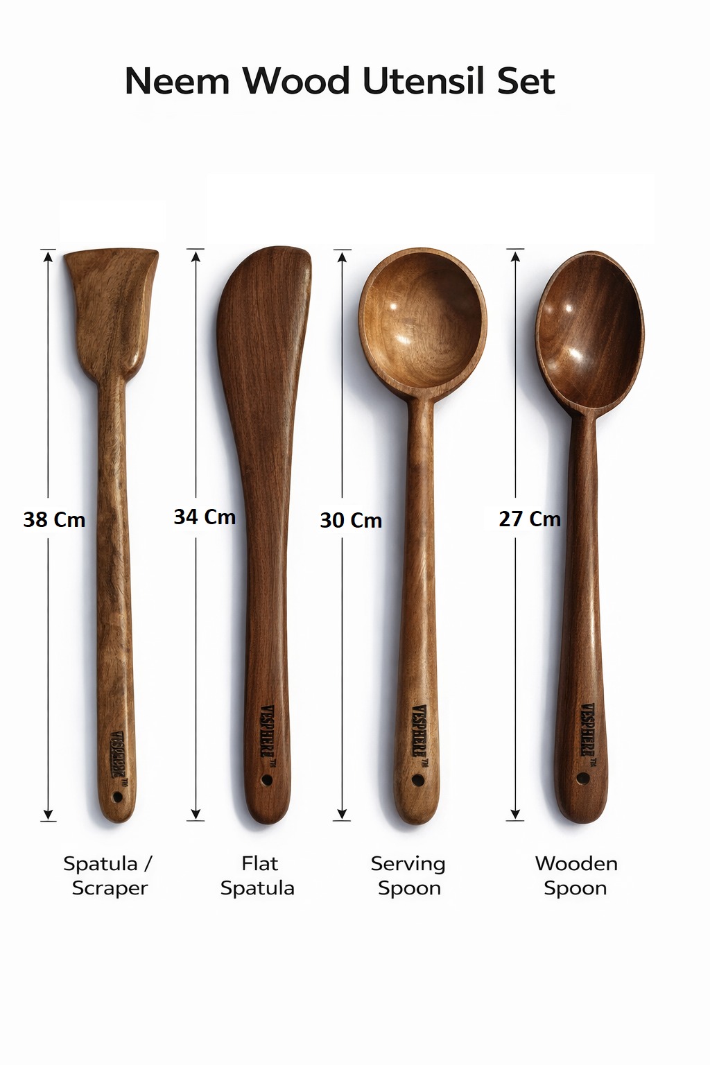 vesphere premium neem wood kitchen utensil set (4 pieces) – handcrafted natural wooden spatula, turner, ladle & cooking spoon | eco friendly, non toxic, heat resistant cookware tools vesphere premium neem wood kitchen utensil set (4 pieces) – handcrafted natural wooden spatula, turner, ladle & cooking spoon | eco friendly, non toxic, heat resistant cookware tools