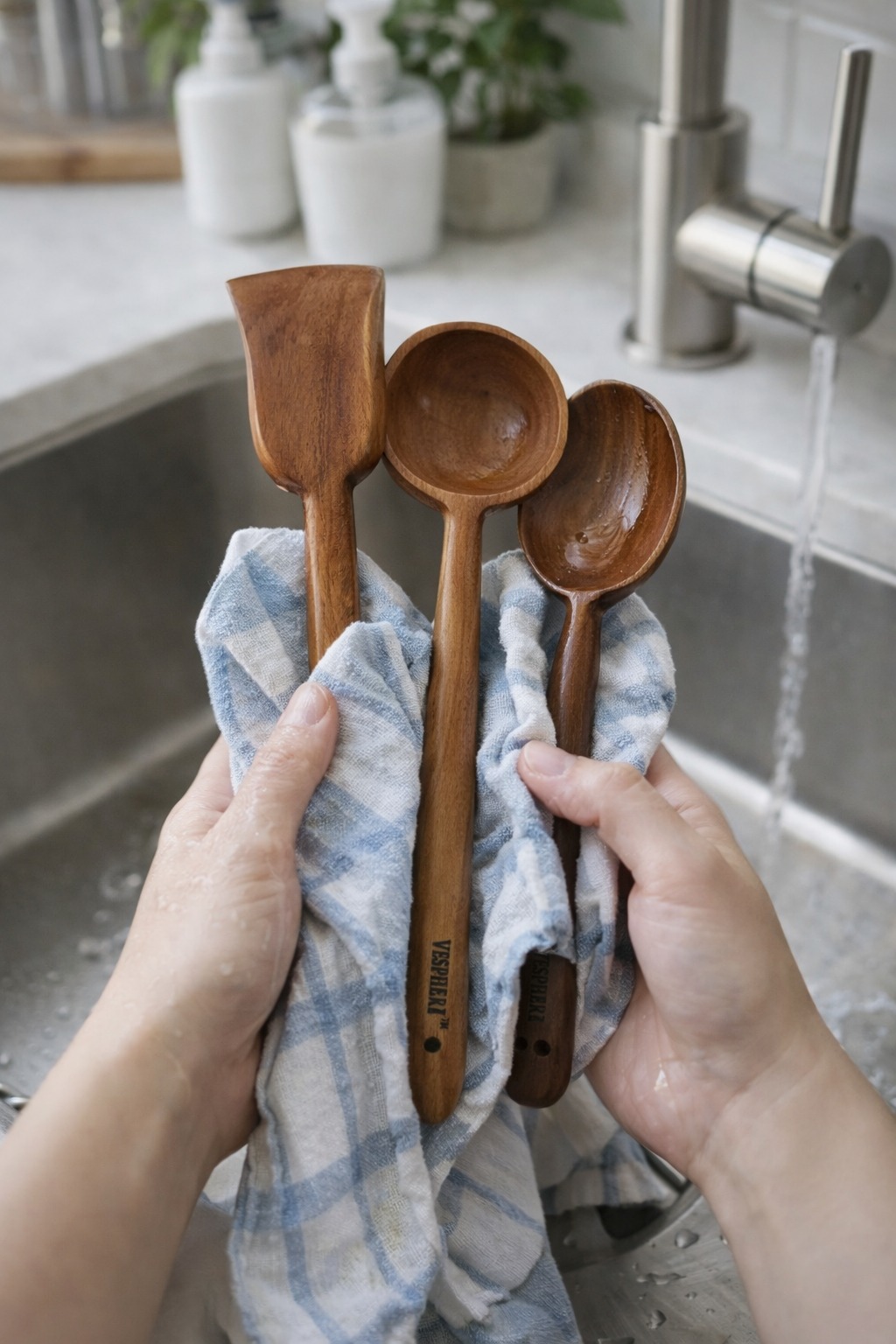 vesphere premium neem wood kitchen utensil set (4 pieces) – natural wooden spatula, turner, soup ladle & cooking spoon | eco friendly, non toxic, durable & heat resistant cookware tools vesphere premium neem wood kitchen utensil set (4 pieces) – natural wooden spatula, turner, soup ladle & cooking spoon | eco friendly, non toxic, durable & heat resistant cookware tools