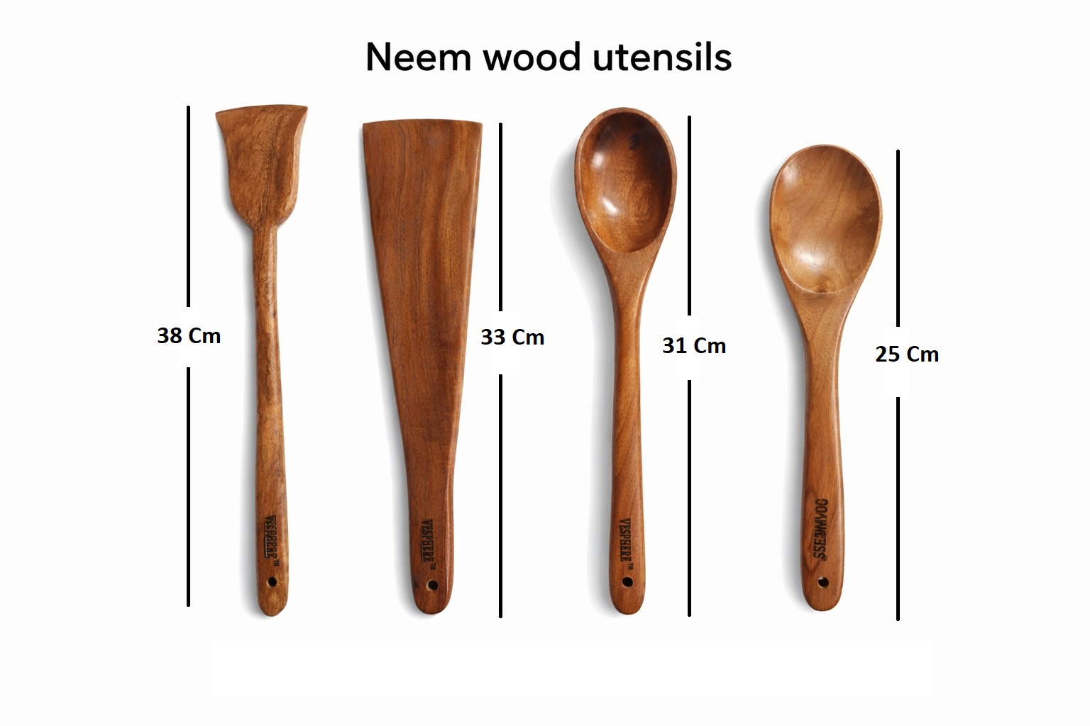 vesphere premium neem wood kitchen utensil set (4 pieces) – natural wooden cooking spoon & spatula set | eco friendly, chemical free, durable & heat resistant cookware tools for everyday cooking vesphere premium neem wood kitchen utensil set (4 pieces) – natural wooden cooking spoon & spatula set | eco friendly, chemical free, durable & heat resistant cookware tools for everyday cooking