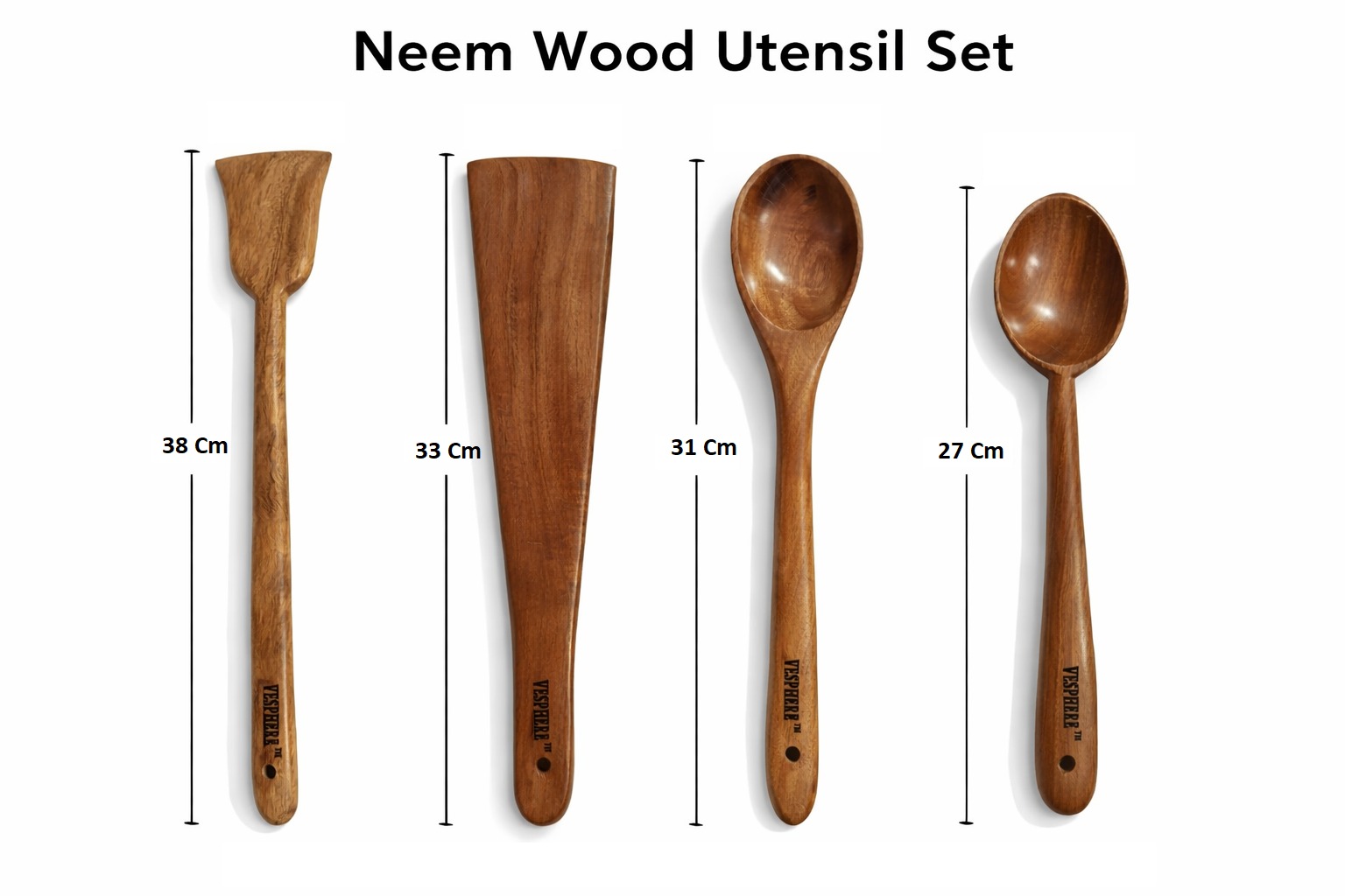 vesphere premium neem wood kitchen utensil set of 4 – handcrafted natural wooden cooking spoons & spatula set | eco friendly, non toxic, durable & heat resistant cooking tools for kitchen vesphere premium neem wood kitchen utensil set of 4 – handcrafted natural wooden cooking spoons & spatula set | eco friendly, non toxic, durable & heat resistant cooking tools for kitchen