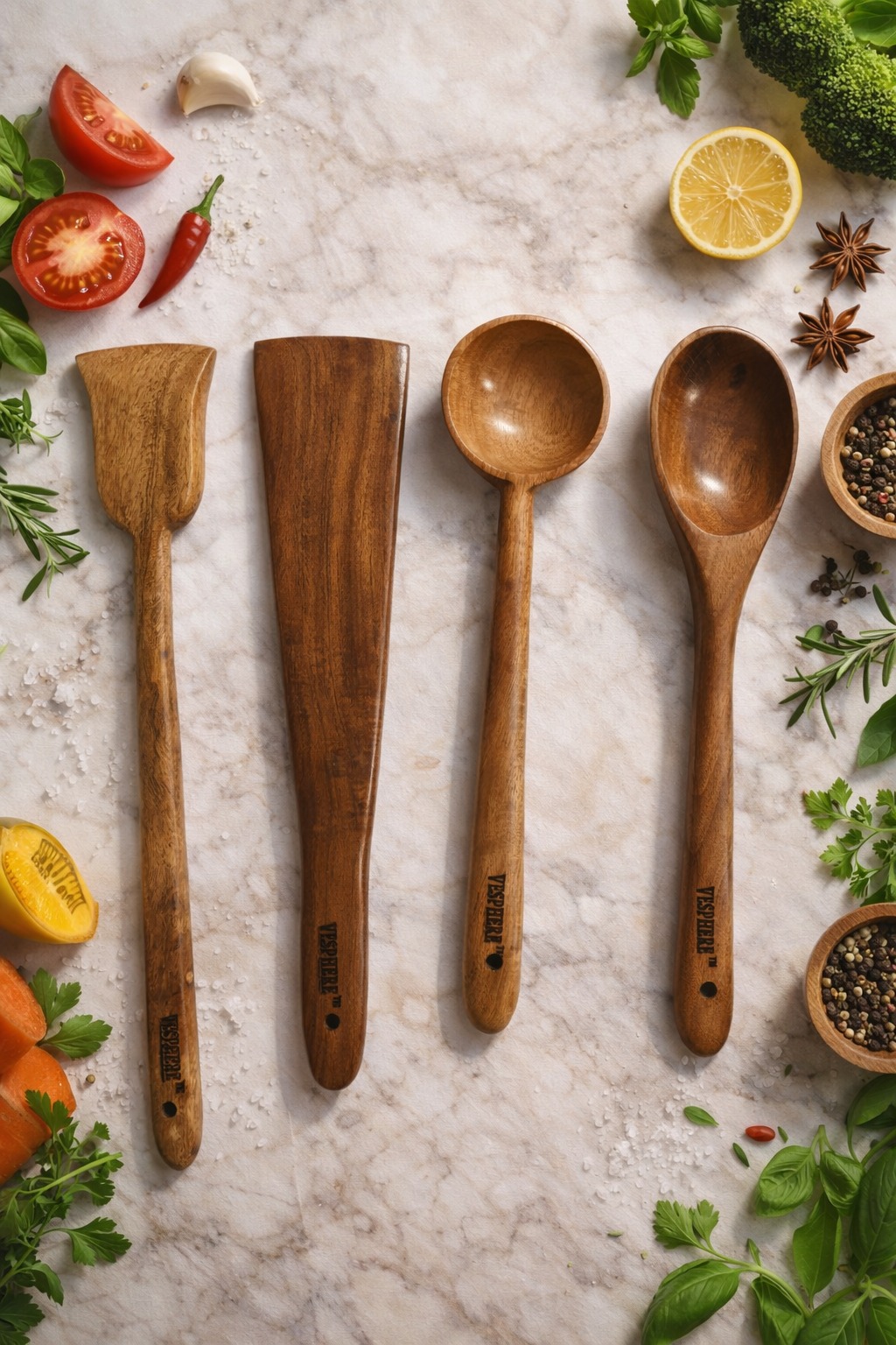 vesphere premium neem wood kitchen utensil set of 4 | natural wooden spatula, turner, ladle & spoon | eco friendly cooking tools vesphere premium neem wood kitchen utensil set of 4 | natural wooden spatula, turner, ladle & spoon | eco friendly cooking tools