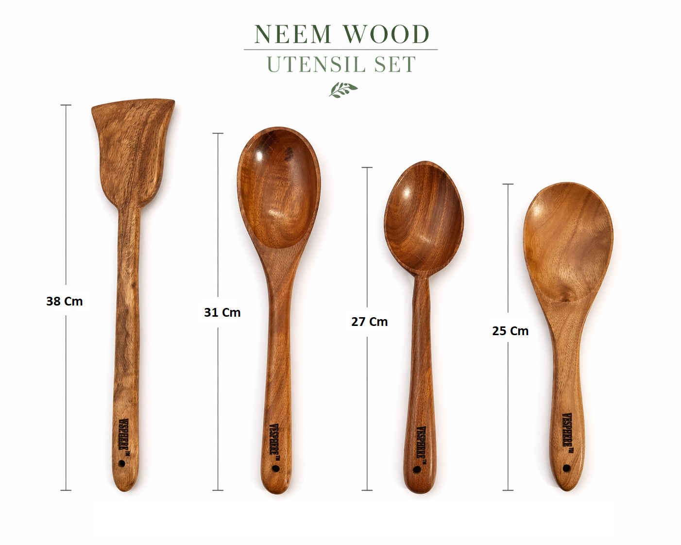 vesphere premium neem wood kitchen spoon set (4 pieces) – handcrafted wooden cooking utensils | natural, eco friendly, heat resistant, non toxic cookware tools for daily cooking & serving vesphere premium neem wood kitchen spoon set (4 pieces) – handcrafted wooden cooking utensils | natural, eco friendly, heat resistant, non toxic cookware tools for daily cooking & serving