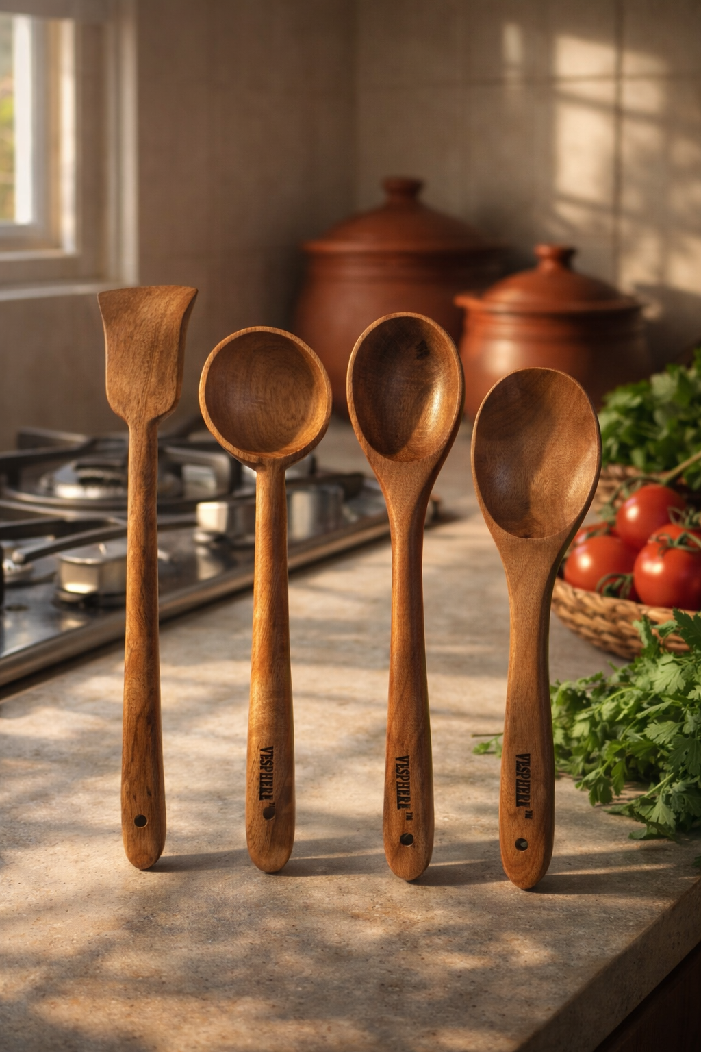vesphere premium neem wood kitchen utensil set (4 pieces) – handmade wooden spatula, soup ladle, serving spoon & cooking spoon | natural, eco friendly, heat resistant & non toxic kitchen tools vesphere premium neem wood kitchen utensil set (4 pieces) – handmade wooden spatula, soup ladle, serving spoon & cooking spoon | natural, eco friendly, heat resistant & non toxic kitchen tools