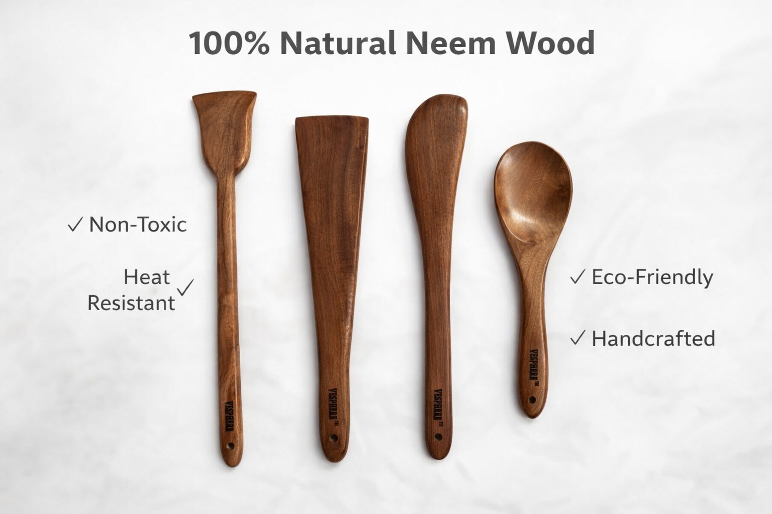vesphere premium neem wood kitchen utensil set – handmade wooden spatula & spoon combo | natural, non toxic, heat resistant cooking tools for non stick cookware (set of 4) vesphere premium neem wood kitchen utensil set – handmade wooden spatula & spoon combo | natural, non toxic, heat resistant cooking tools for non stick cookware (set of 4)