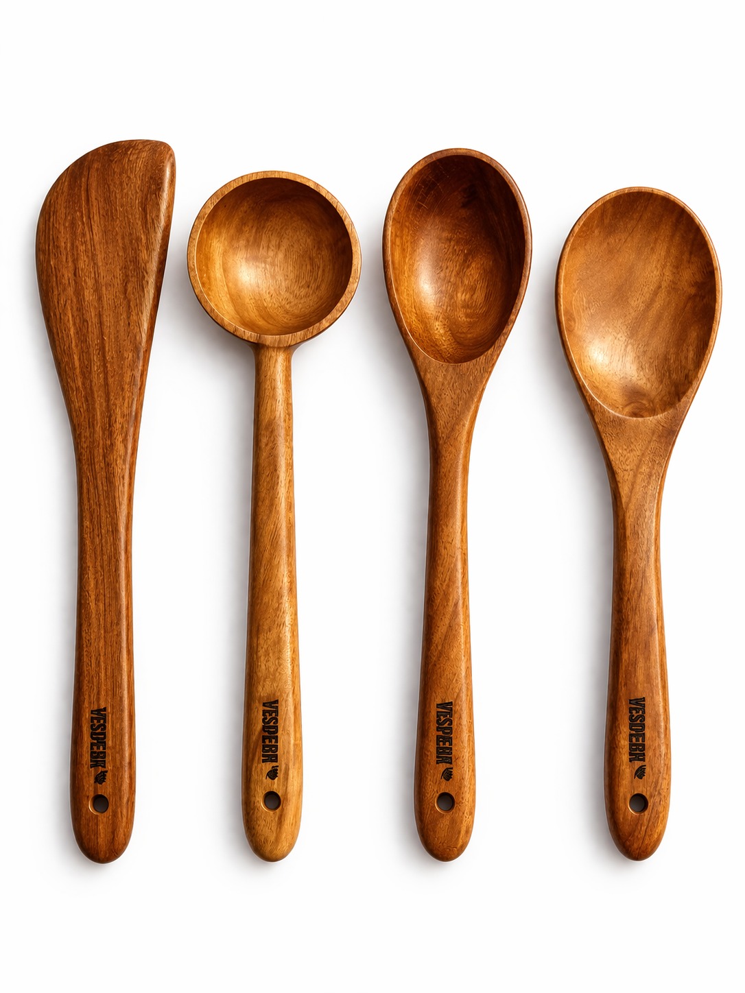 vesphere neem wood kitchen utensil set – 4 pcs wooden cooking spoons (spatula, ladle, serving & mixing spoon) | natural, non toxic & durable cookware tools vesphere neem wood kitchen utensil set – 4 pcs wooden cooking spoons (spatula, ladle, serving & mixing spoon) | natural, non toxic & durable cookware tools