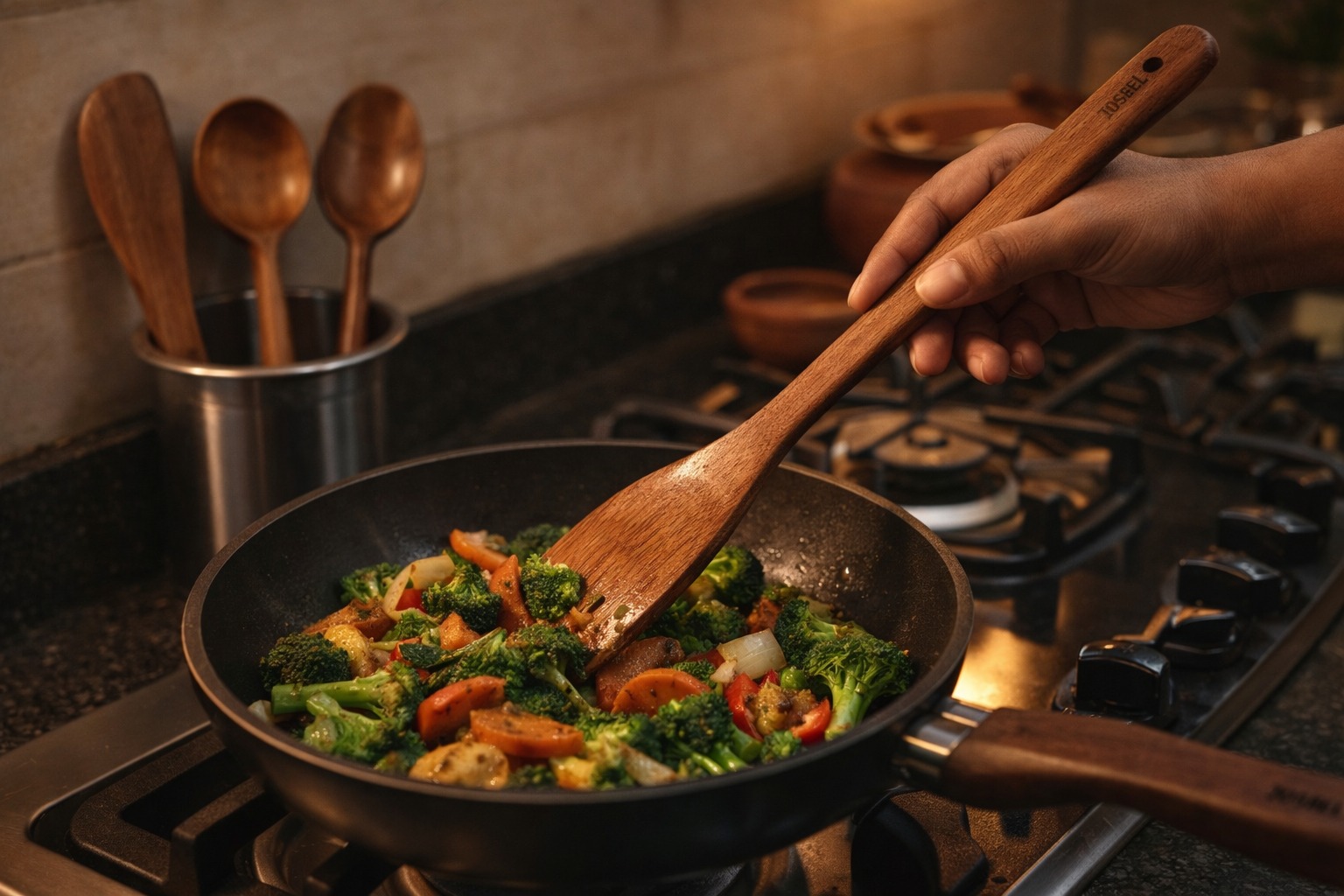 vesphere neem wood kitchen spoon set of 4 โ handmade cooking ladle, spatula & serving spoons | natural wooden utensils for non stick cookware vesphere neem wood kitchen spoon set of 4 โ handmade cooking ladle, spatula & serving spoons | natural wooden utensils for non stick cookware