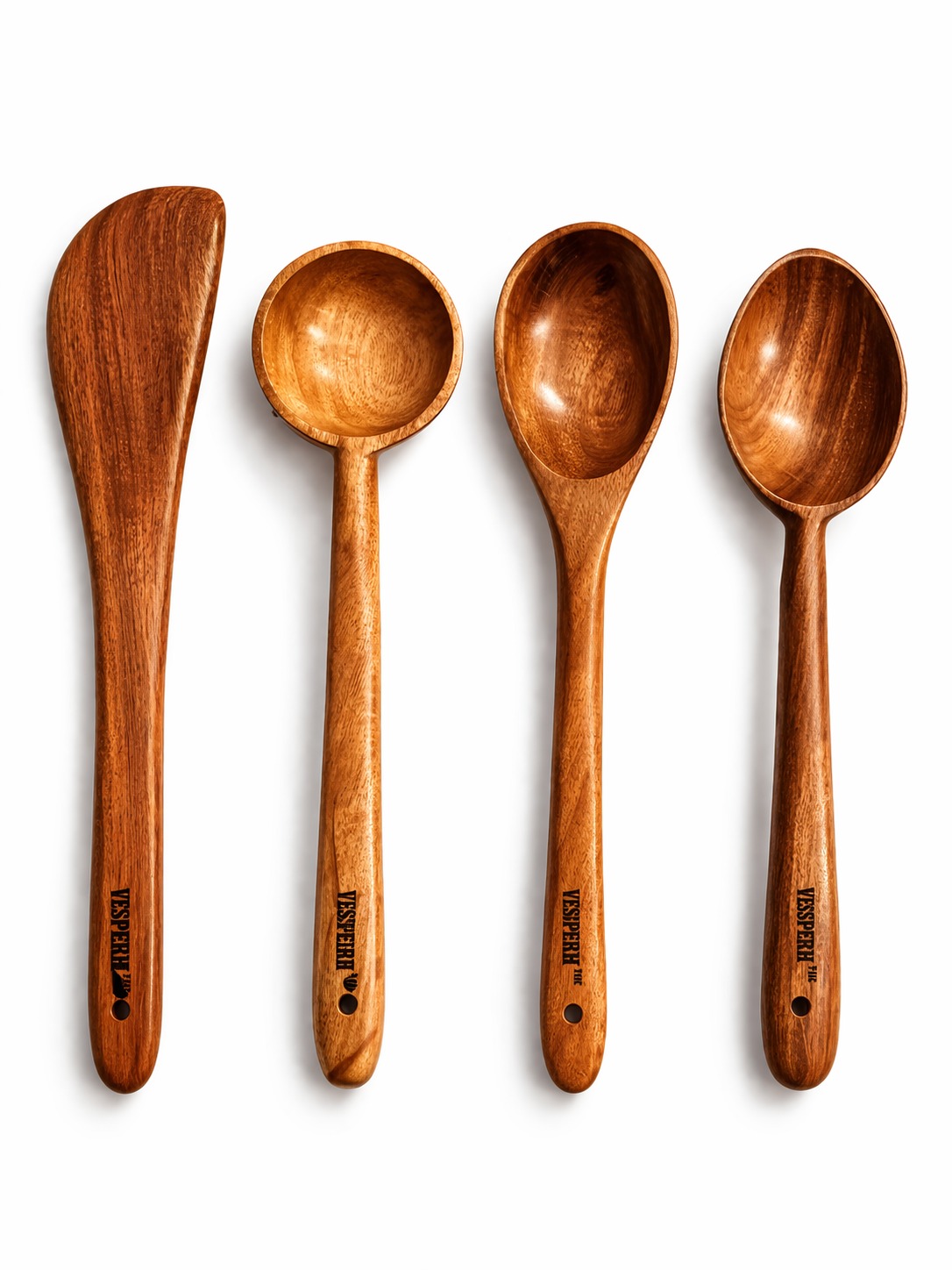 vesphere neem wood kitchen spoon set of 4 โ handmade cooking ladle, spatula & serving spoons | natural wooden utensils for non stick cookware vesphere neem wood kitchen spoon set of 4 โ handmade cooking ladle, spatula & serving spoons | natural wooden utensils for non stick cookware