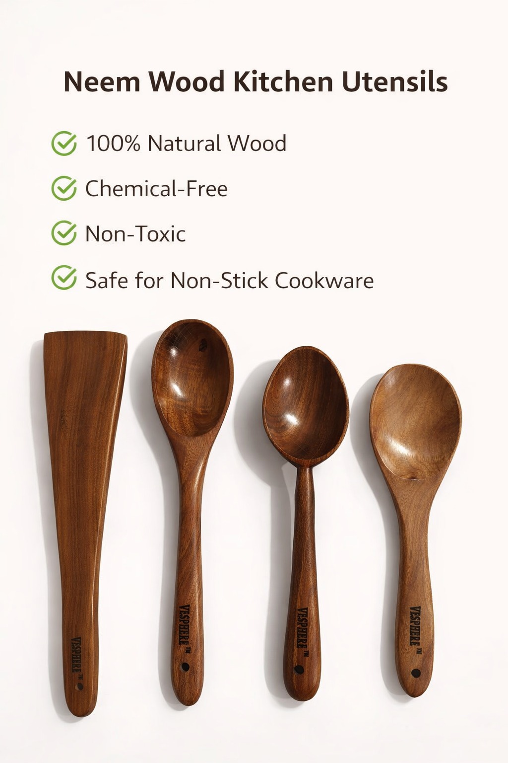 vesphere neem wood kitchen utensil set of 4 β spatula, cooking & serving spoons, handmade natural wooden tools vesphere neem wood kitchen utensil set of 4 β spatula, cooking & serving spoons, handmade natural wooden tools