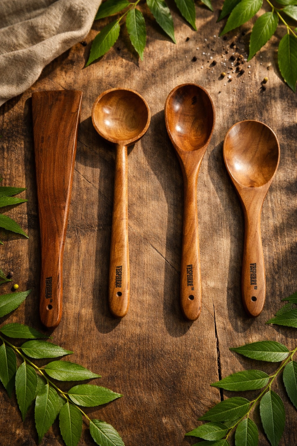 vesphere neem wood kitchen utensil set (4 pcs) – spatula, ladle, cooking & serving spoons | natural, eco friendly, durable wooden cooking tools vesphere neem wood kitchen utensil set (4 pcs) – spatula, ladle, cooking & serving spoons | natural, eco friendly, durable wooden cooking tools