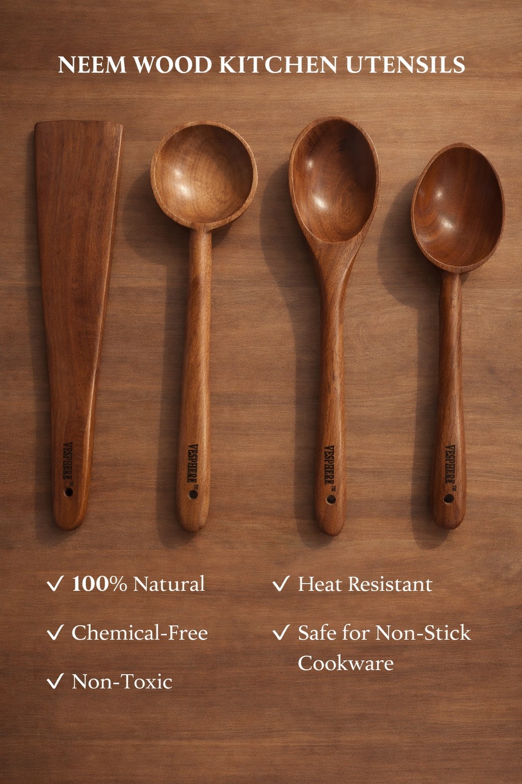 vesphere neem wood kitchen utensil set – spatula, ladle & cooking spoons (handcrafted, eco friendly, non toxic wooden tools) vesphere neem wood kitchen utensil set – spatula, ladle & cooking spoons (handcrafted, eco friendly, non toxic wooden tools)