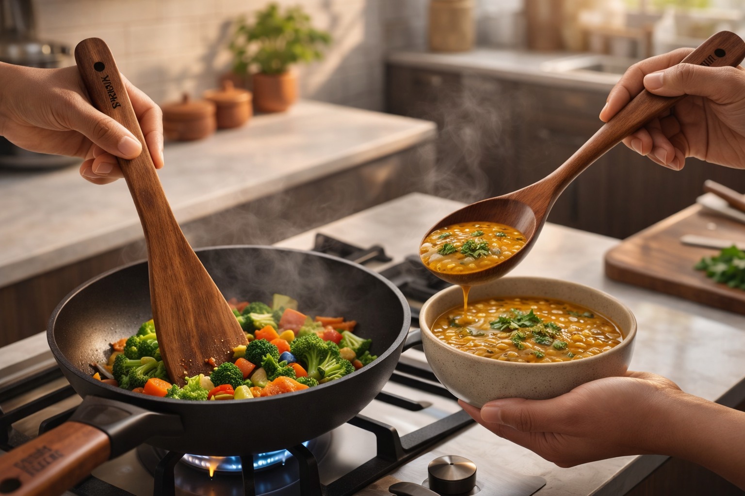 vesphere neem wood kitchen utensils set β spatula, ladle & cooking spoons (4 pcs) vesphere neem wood kitchen utensils set β spatula, ladle & cooking spoons (4 pcs)