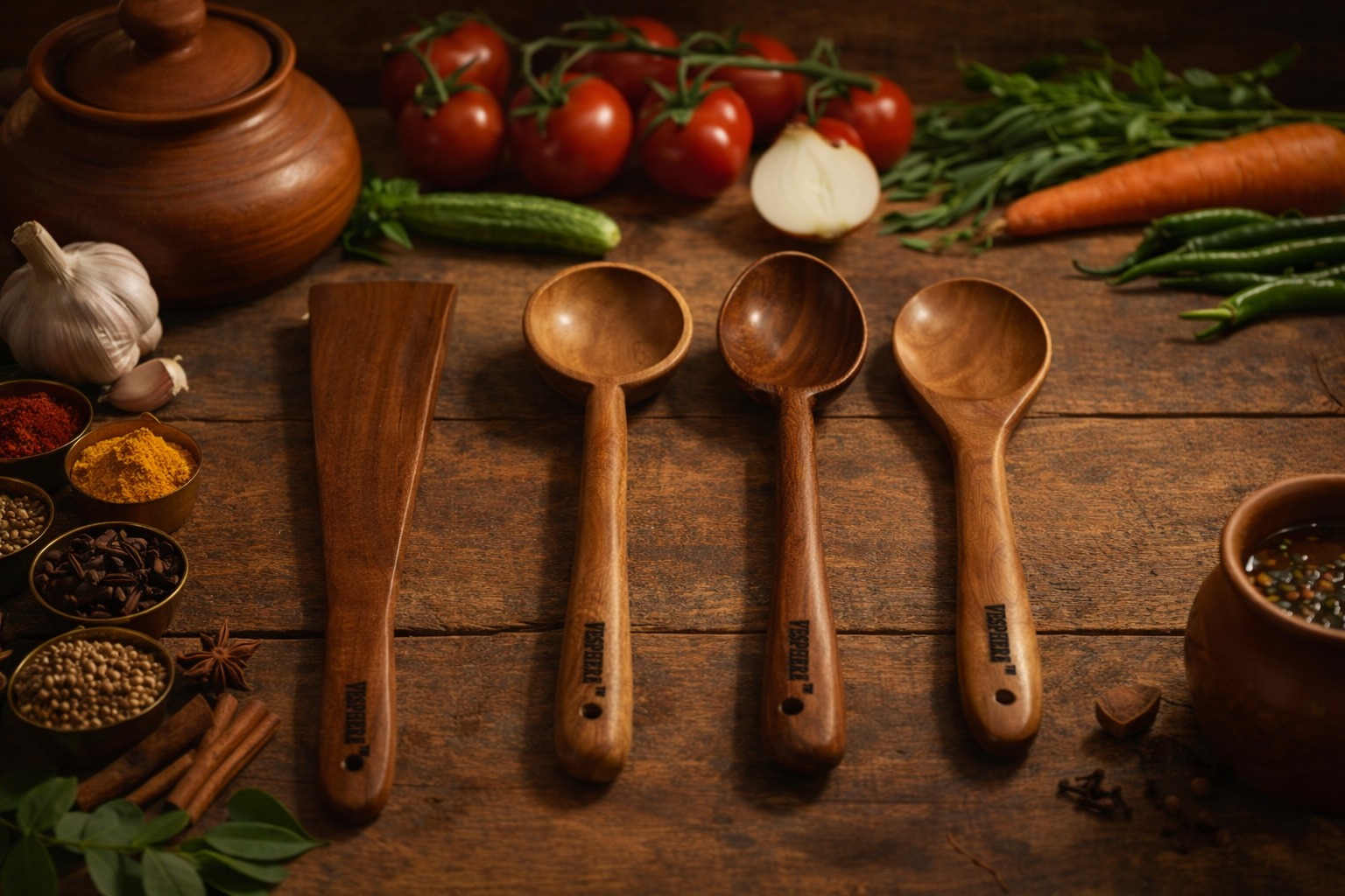vesphere neem wood kitchen utensils set β spatula, ladle & cooking spoons (4 pcs) vesphere neem wood kitchen utensils set β spatula, ladle & cooking spoons (4 pcs)