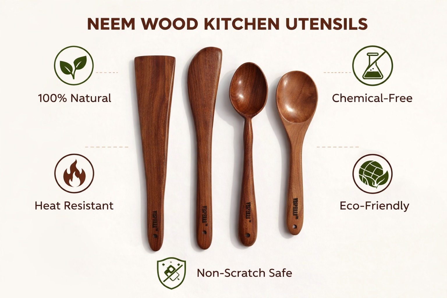 vesphere premium neem wood kitchen utensil set (4 pieces) – handcrafted natural wooden spatula & cooking spoon set | eco friendly, durable, non toxic cookware tools for everyday cooking vesphere premium neem wood kitchen utensil set (4 pieces) – handcrafted natural wooden spatula & cooking spoon set | eco friendly, durable, non toxic cookware tools for everyday cooking