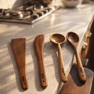vesphere neem wood spatula & spoon set (4 piece)