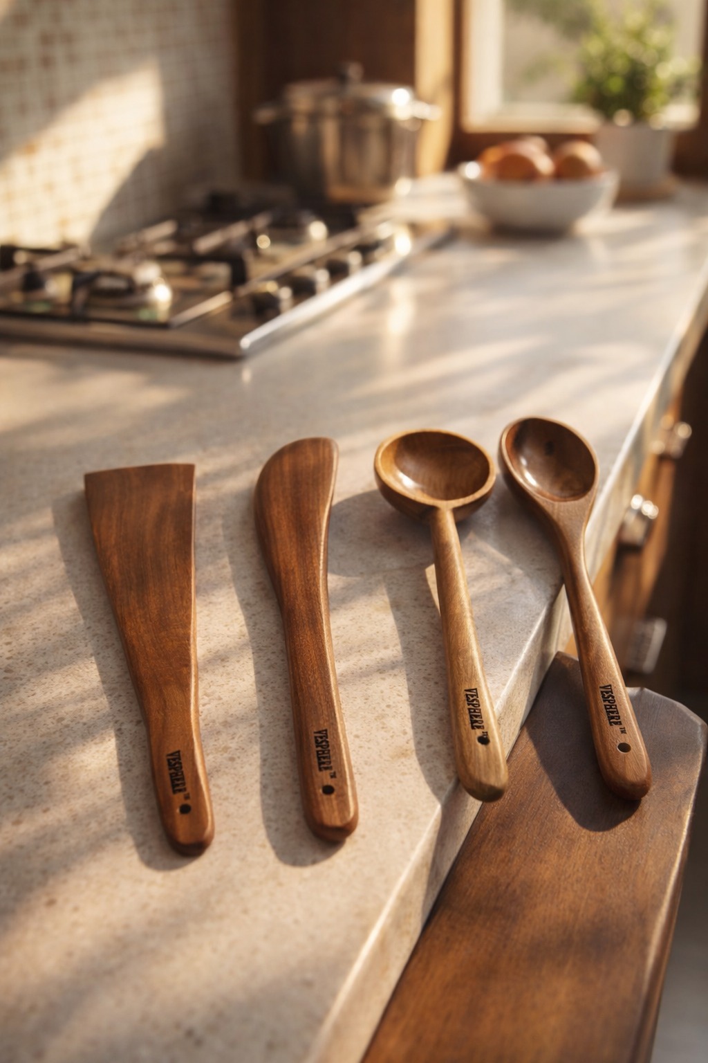 vesphere neem wood spatula & spoon set (4 piece) vesphere neem wood spatula & spoon set (4 piece)
