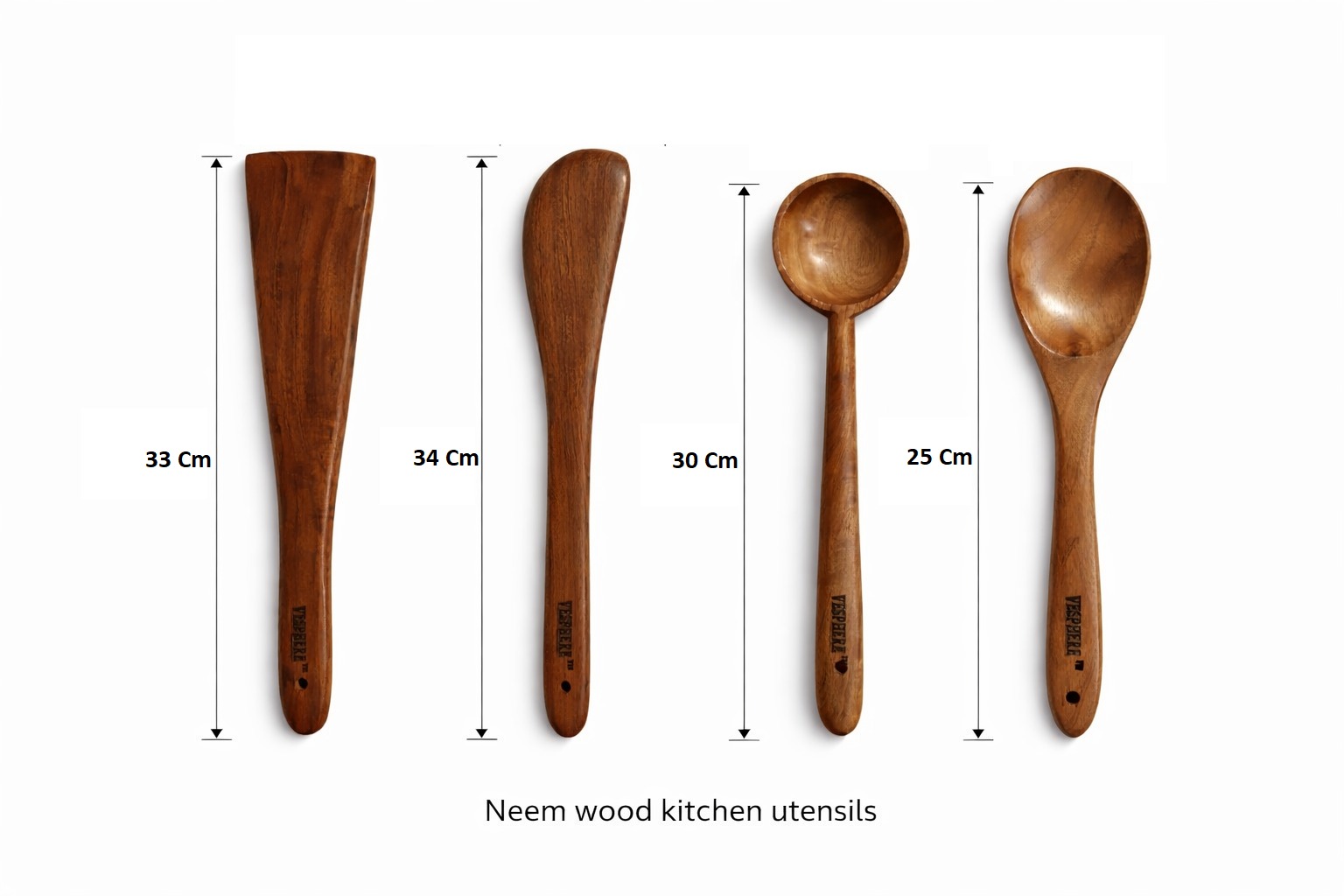 vesphere neem wood kitchen utensil set – spatula, turner, ladle & cooking spoon | natural wooden cooking tools | non stick safe & eco friendly vesphere neem wood kitchen utensil set – spatula, turner, ladle & cooking spoon | natural wooden cooking tools | non stick safe & eco friendly